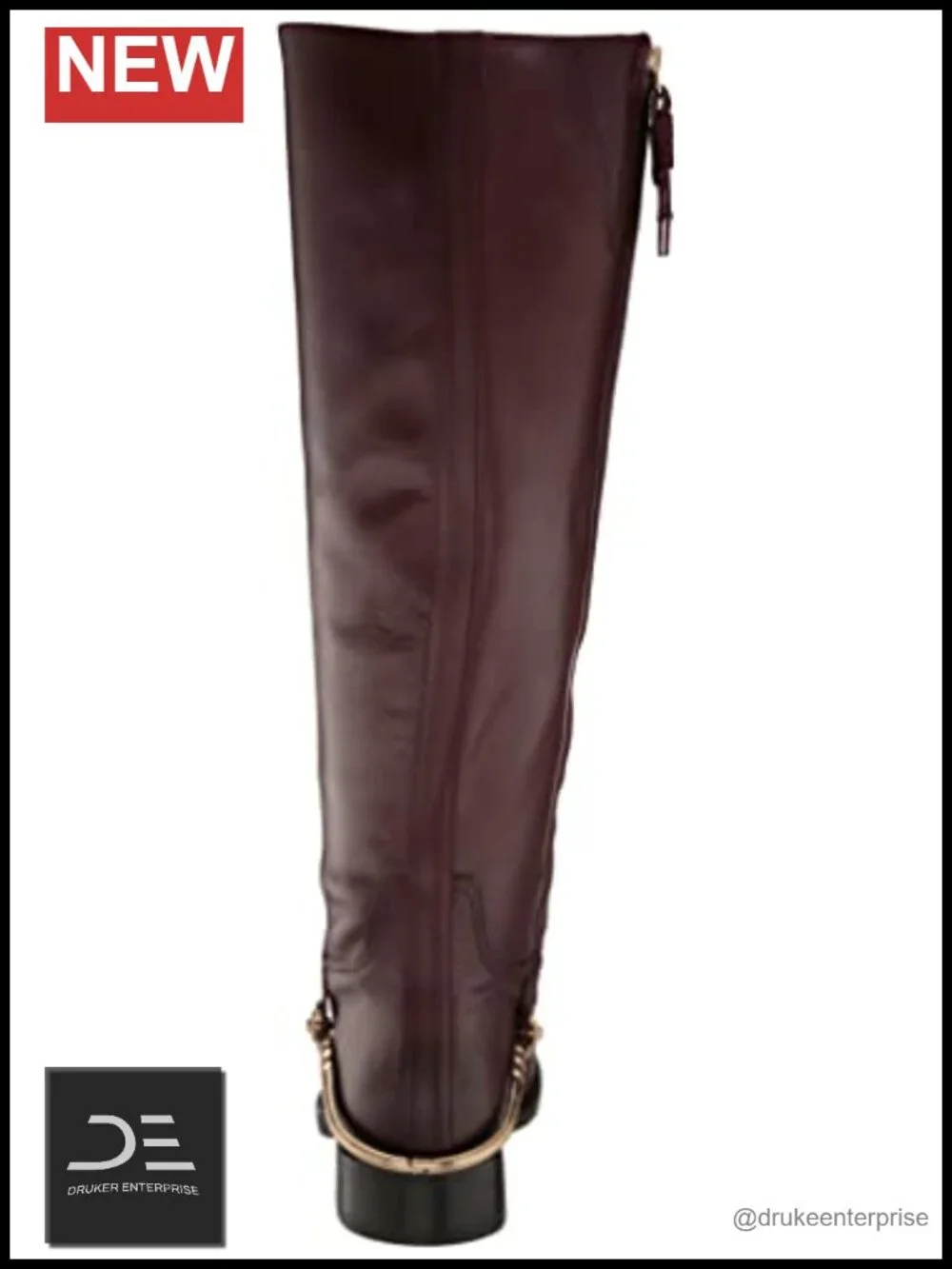 Franco Sarto Women's Knee High Boots Leather Side Zip Stacked Heel